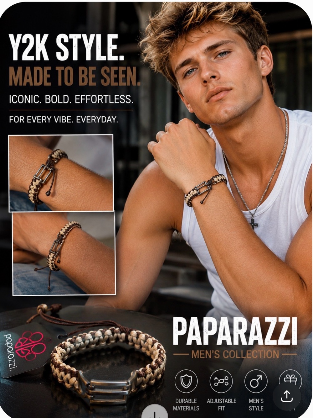 Paparazzi Braided Cord Bracelet in Brown and Tan